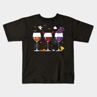 Womens Glasses Of Wine Halloween Costume Funny T Shirt Wine Lover Kids T-Shirt